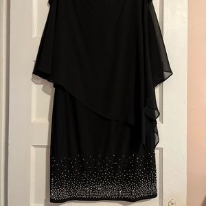 XSCAPE Womens Beaded Capelet Dress NWT